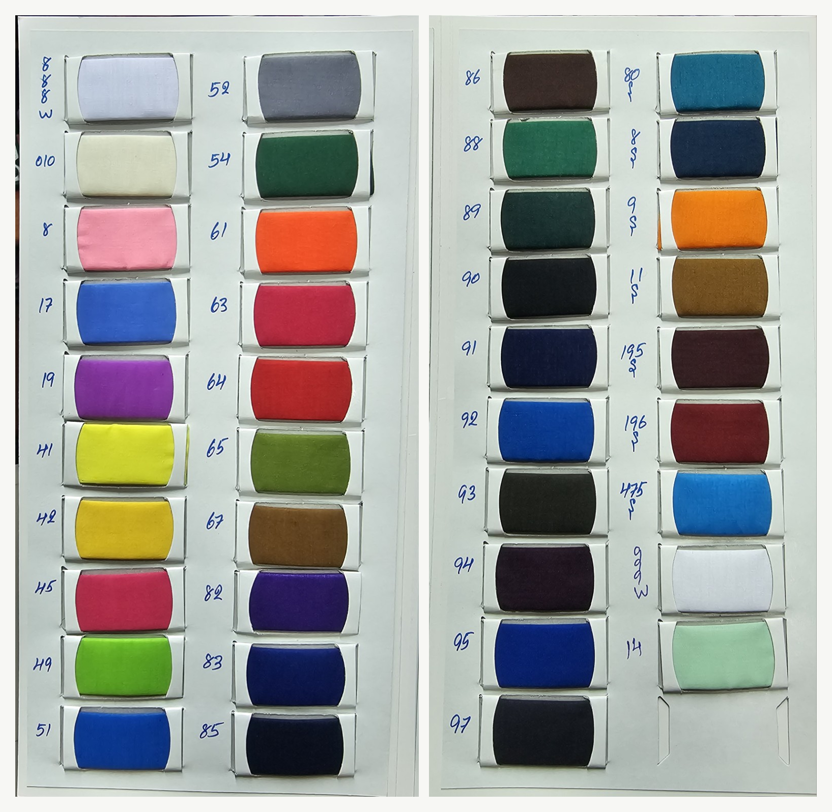 Original colour chart for Five Hundred Thousand PC 888, product 2 / ตารางสีสินค้าหมายเลข 2