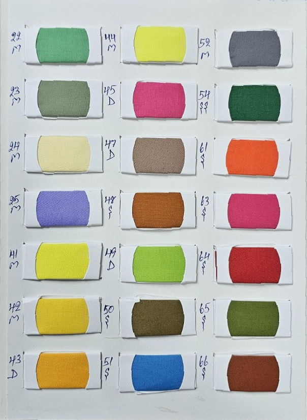 Twin Corn color chart page 2 with original fabric swatches and handwritten codes